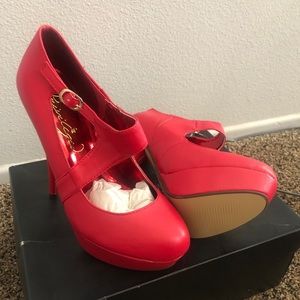Red Mary Jane Heels - Just Fab Size 8